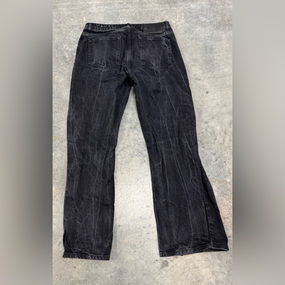 Zara Black Washed Wide-Leg Jeans with Side Zippers - Picture 4 of 9
